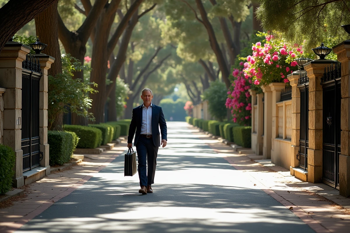 Avenue arborée et villas cossues du quartier Fabron à Nice, illustrant le cadre résidentiel calme et verdoyant prisé des acheteurs immobiliers