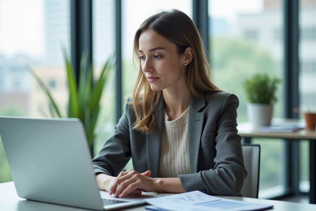 Jeune femme professionnelle analysant des données financières