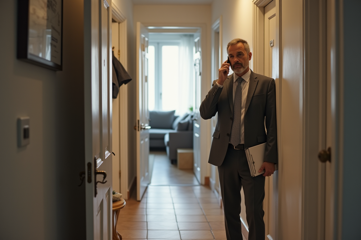 Homme en costume parle au téléphone près de l