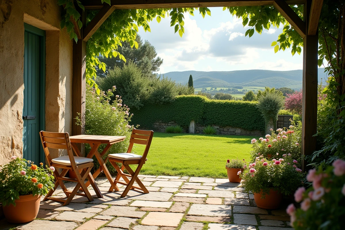 Jardin privatif d'une petite maison à louer en location saisonnière ou longue durée dans le département 32 en Gascogne