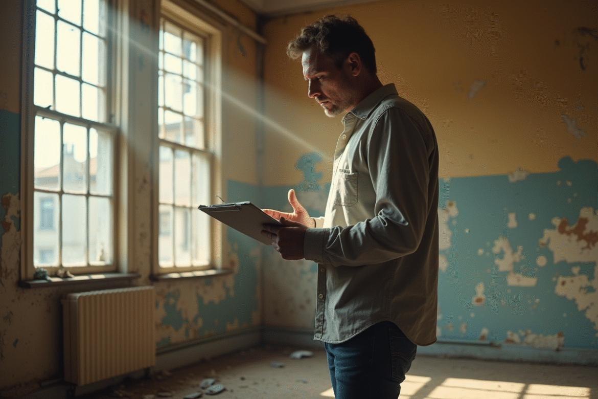 Propriétaire inquiet dans un appartement abandonné