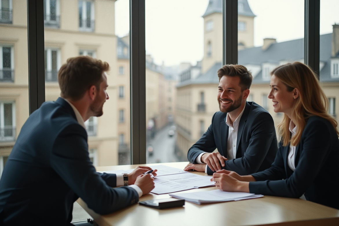 Jeune couple rencontre banque pour investissement immobilier