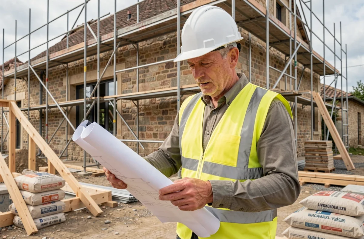 Diagnostiqueur et maître d'oeuvre sur un chantier de rénovation à Charnay-lès-Mâcon