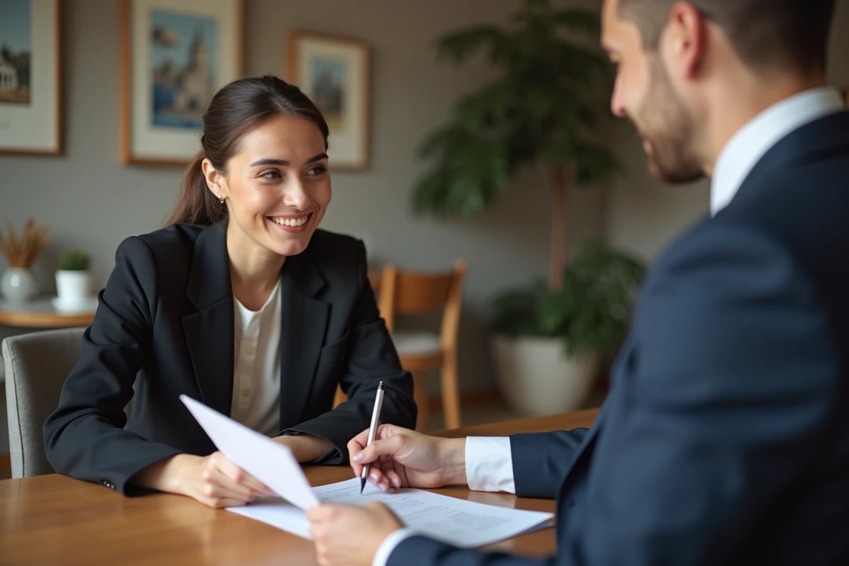 Femme signant un document d