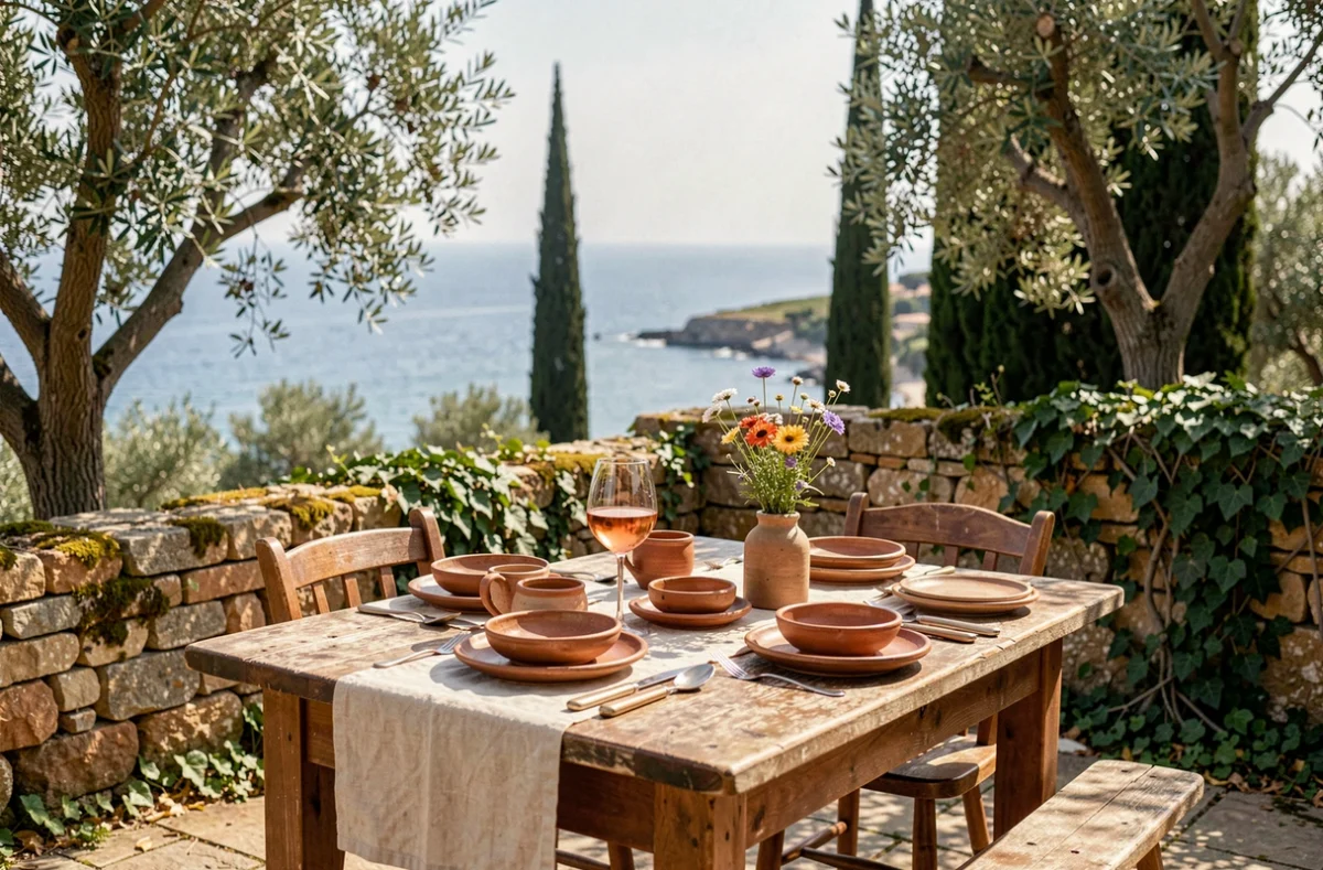 Terrasse de jardin d'une maison à louer avec vue mer dans le département 66 Pyrénées-Orientales